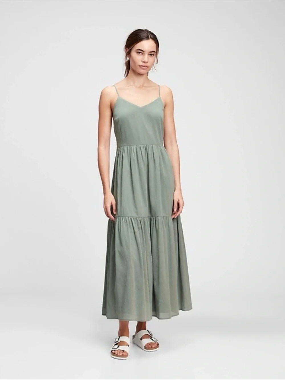 gap green maxi dress GAP | Dresses | Gap Sage Green Cami Vneck Tiered Maxi Dress Size 6